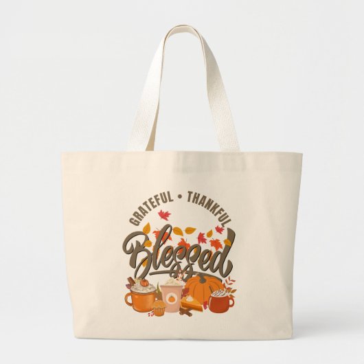 DANKBARE GEZEGENDE THANKSGIVING GROTE TOTE BAG (Voorkant)