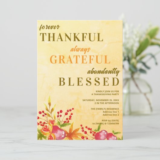 Dankbare, gezegende Thanksgiving Partij 2025 Kaart (Staand voorkant)
