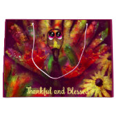 Dankbare Gezegende Thanksgiving Turkije Bloemenroo Groot Cadeauzakje (Voorkant)