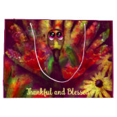 Dankbare Gezegende Thanksgiving Turkije Bloemenroo Groot Cadeauzakje (Achterkant)