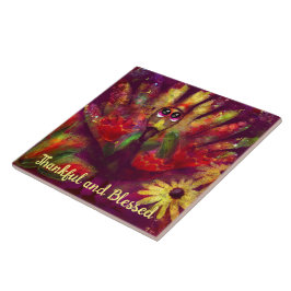 Dankbare Gezegende Thanksgiving Turkije Bloemenroo Tegeltje