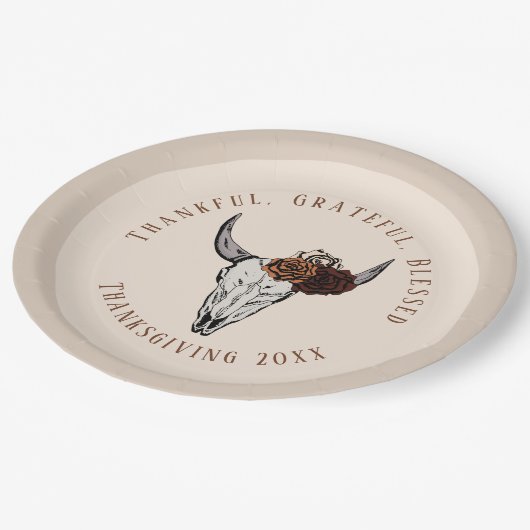 Dankbare, gezegende Westerne Thanksgiving Papieren Bordje (Gekanteld)
