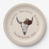 Dankbare, gezegende Westerne Thanksgiving Papieren Bordje (Voorkant)