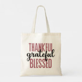 Dankbare, gezegende, zwarte en roze minimalist tote bag (Achterkant)