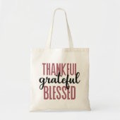 Dankbare, gezegende, zwarte en roze minimalist tote bag (Voorkant)
