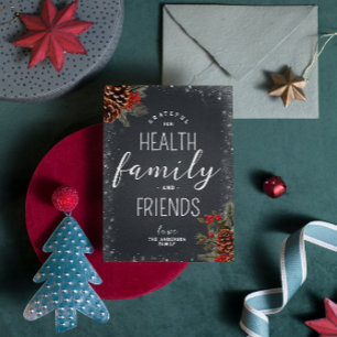Dankbare Gezondheid Familie Vrienden Typografie Ke Feestdagenkaart
