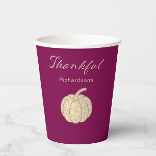 Dankbare Glitter Pompoen Thanksgiving burgundyrood Papieren Bekers
