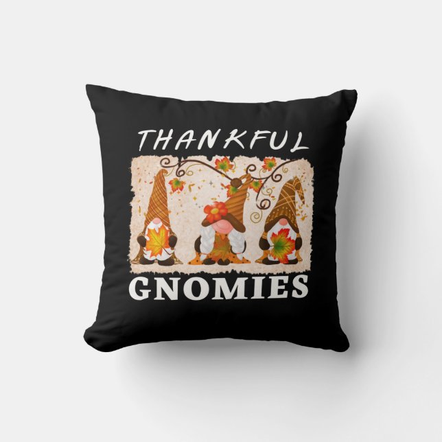 Dankbare Gnomies met Schattige Herfsttrio van Gnom Kussen (Voorkant)
