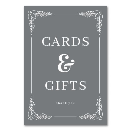 Dankbare Grijze Elegante Kaarten & Cadeaus Bord (Voorkant)
