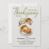 Dankbare groene Thanksgiving-diner waterverf Kaart (Voorkant)