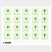 Dankbare Groene Tropische Palmboom Vierkante Sticker (Vel)