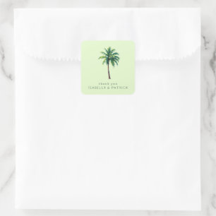 Dankbare Groene Tropische Palmboom Vierkante Sticker
