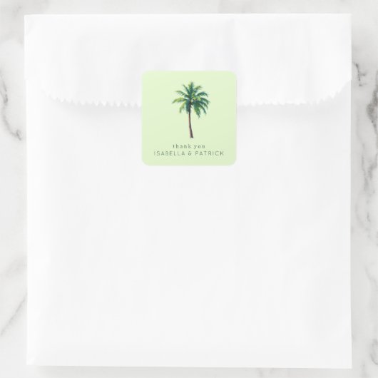 Dankbare Groene Tropische Palmboom Vierkante Sticker (Tas)
