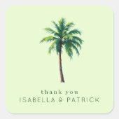 Dankbare Groene Tropische Palmboom Vierkante Sticker (Voorkant)