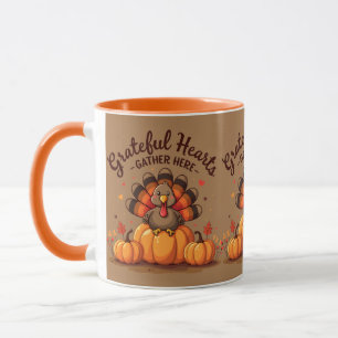 Dankbare harten Thanksgiving kalkoen Mok