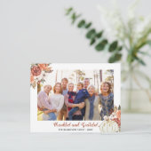 Dankbare Herfst Bloemen Foto Thanksgiving Feestdagenkaart (Staand voorkant)