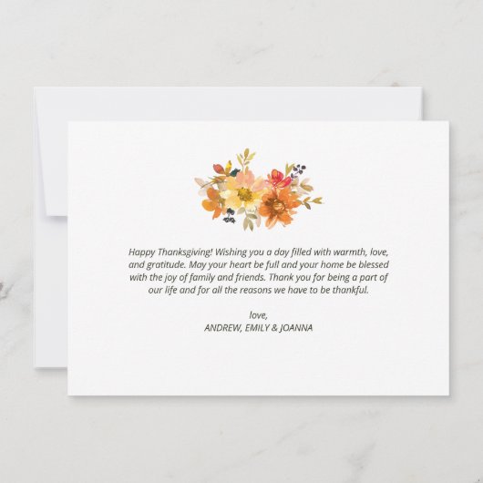 Dankbare herfst bloemenHappy Thanksgiving Kaart (Achterkant)