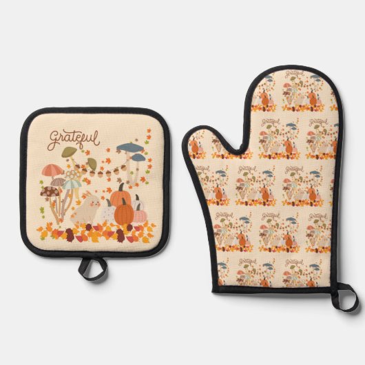 Dankbare Herfst Bunny Ovenwant & Pannenlap Set (Voorkant)
