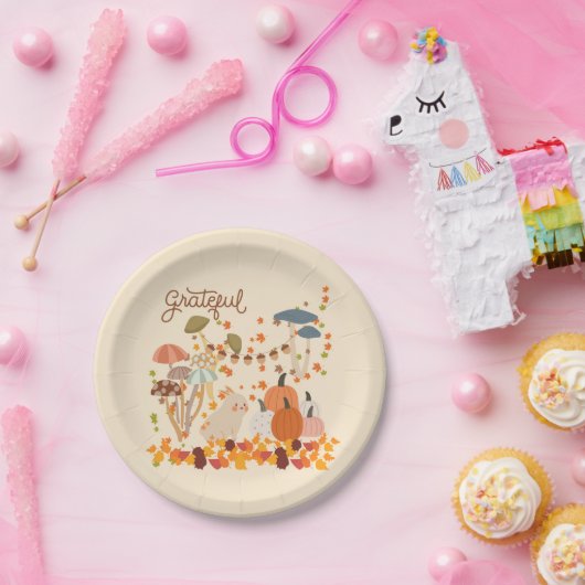Dankbare Herfst Bunny Papieren Bordje (Feest)