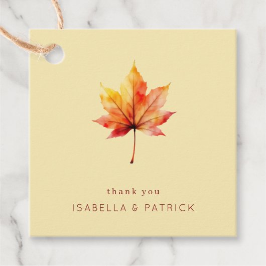 Dankbare Herfst Esdoornblad Aquarel Bedankjes Labels (Voorkant)