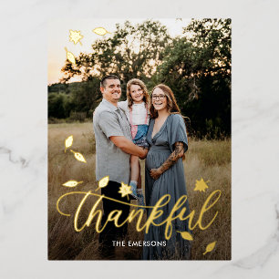 Dankbare Herfst Folie Happy Thanksgiving Briefkaar Feestdagen Briefkaart