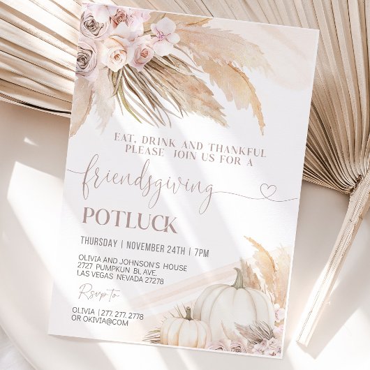 Dankbare herfst Friendsgiving dinerfeest Kaart