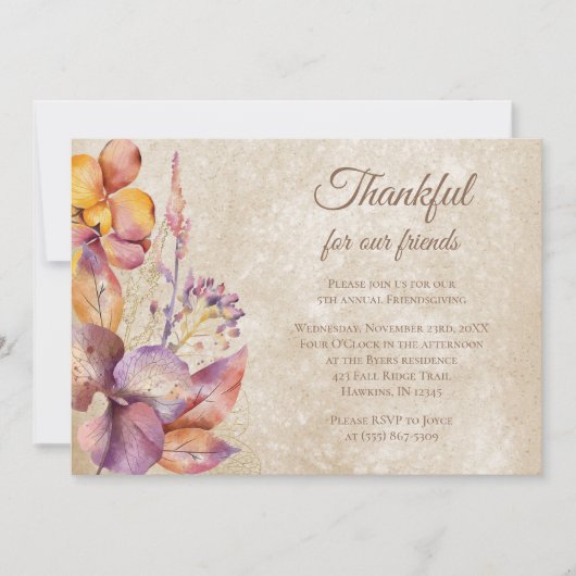Dankbare Herfst gebladerte Thanksgiving Friendsgiv Kaart (Voorkant)