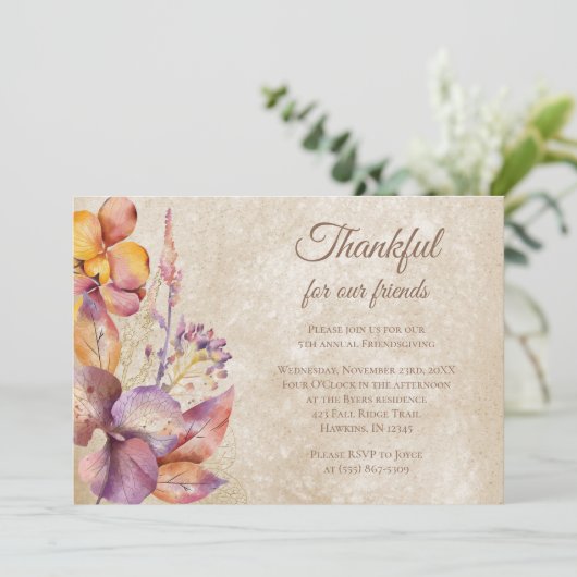 Dankbare Herfst gebladerte Thanksgiving Friendsgiv Kaart (Staand voorkant)