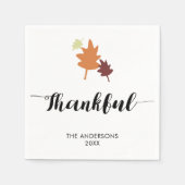 Dankbare Herfst herfstbladeren Oranje kalligrafie Servet (Voorkant)