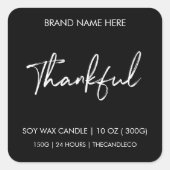 Dankbare Herfst kaars label Sticker | Aangepaste h (Voorkant)