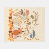 Dankbare Herfst Konijn Fleece Deken (Voorkant (Horizontaal))