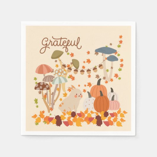 Dankbare Herfst Konijn Servet (Voorkant)