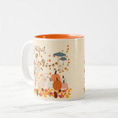 Dankbare Herfst Konijn Tweekleurige Koffiemok (Voorkant links)