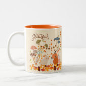 Dankbare Herfst Konijn Tweekleurige Koffiemok (Links)