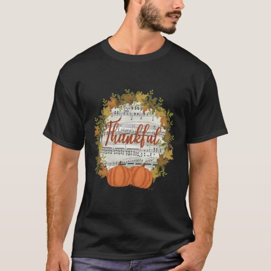 Dankbare Herfst Krans met Muziek T-shirt (Voorkant)
