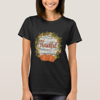 Dankbare Herfst Krans met Muziek T-shirt