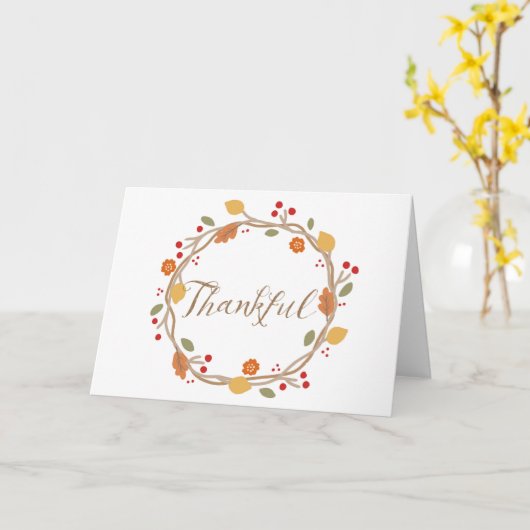 Dankbare Herfst Krans Thanksgiving Groet Kaart (Gele Bloem)