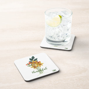 Dankbare Herfst Papier Gequilde Bloemen (6) Bier Onderzetter