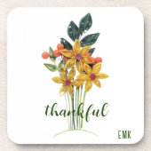 Dankbare Herfst Papier Gequilde Bloemen (6) Bier Onderzetter (Voorkant)