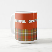 Dankbare Herfst Plaid Bruin Sinaasappel Grijs Goud Koffiemok (Voorkant links)