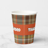 Dankbare Herfst Plaid Bruin Sinaasappel Grijs Goud Papieren Bekers (Rechts)