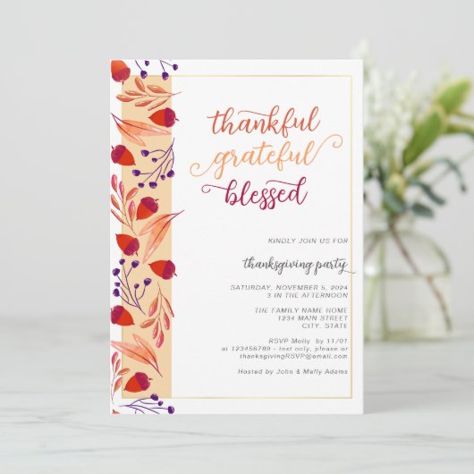 Dankbare Herfst Thanksgiving Diner Kaart (Staand voorkant)