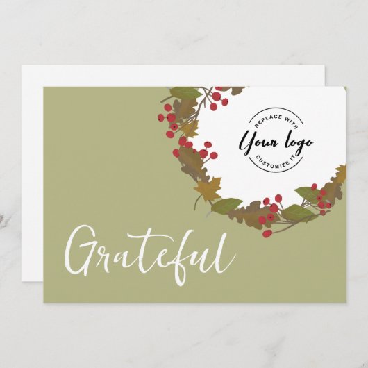 Dankbare Herfst thema zakelijke logo Thanksgiving Bedankkaart (Voorkant / Achterkant)