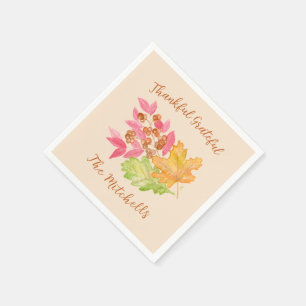 Dankbare Herfstbladeren en Bessen Papier Servet