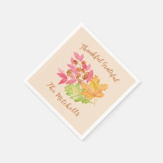Dankbare Herfstbladeren en Bessen Papier Servet (Hoek)