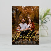 Dankbare herfstbladeren Thanksgiving familie foto Folie Feestdagenkaart (Staand Voorkant)