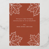 Dankbare herfstbladeren Thanksgiving familie foto Folie Feestdagenkaart (Achterkant)