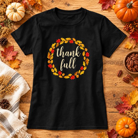 Dankbare Herfstbladkrans Thanksgiving T-shirt