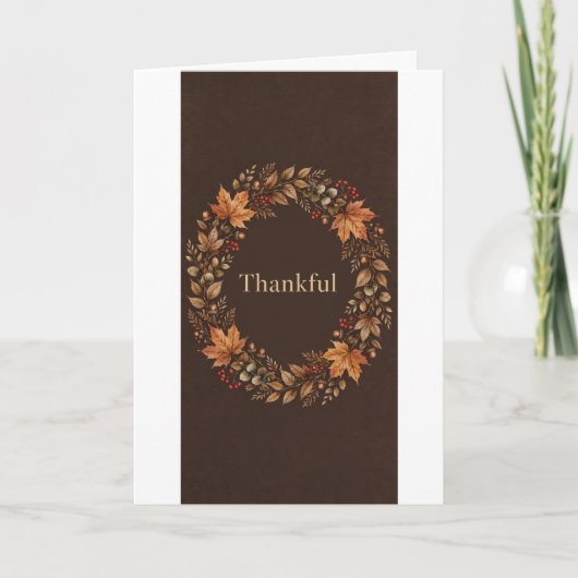 Dankbare Herfstkrans Thanksgiving Kaart (Voorkant)