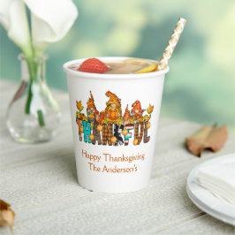 Dankbare Kabouters Herfst Thanksgiving Herfst Pomp Papieren Bekers
